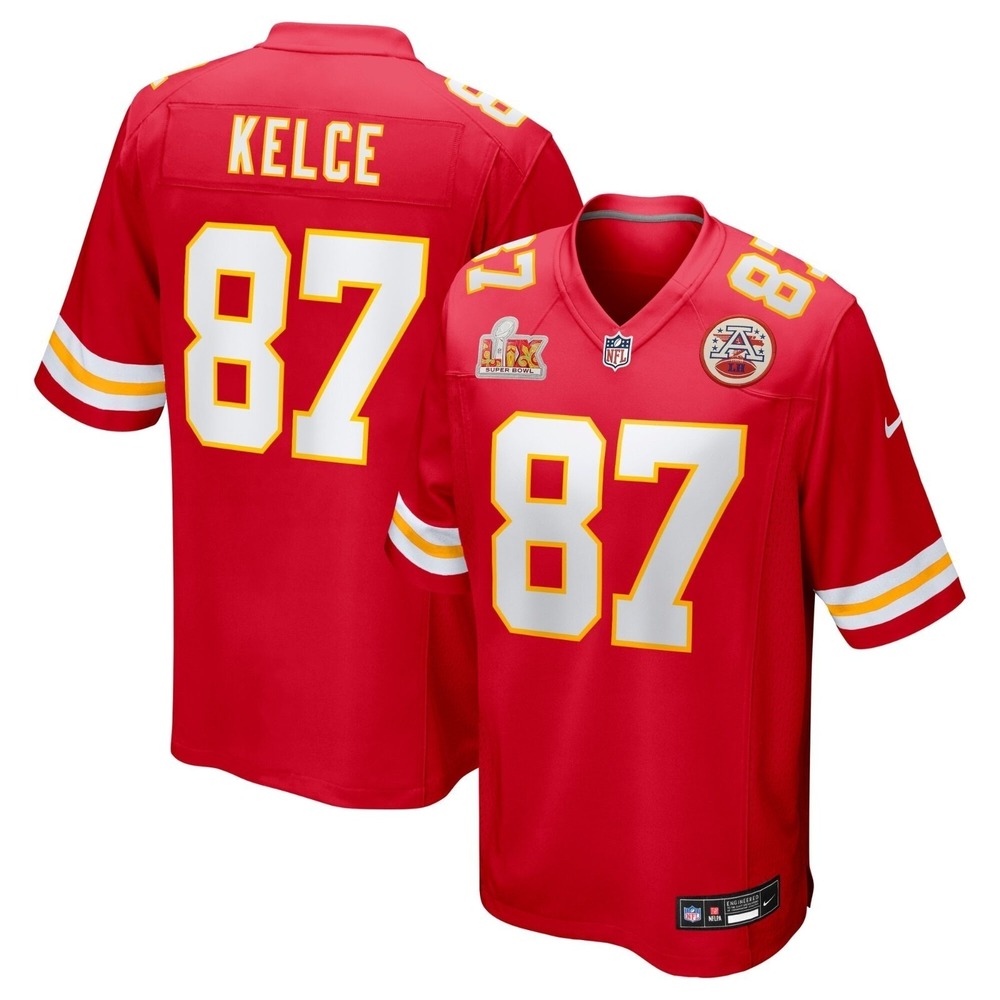 Nike Travis Kelce Kansas City Chiefs Super Bowl LVIII Game Jersey Red Mens 87 3X
